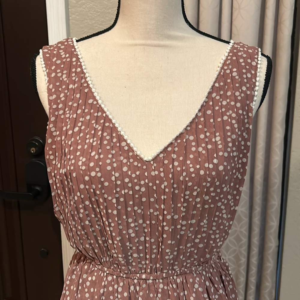 Double Zero Pleated Bodice Tank Dress Polka Dot - Picture 2 of 14